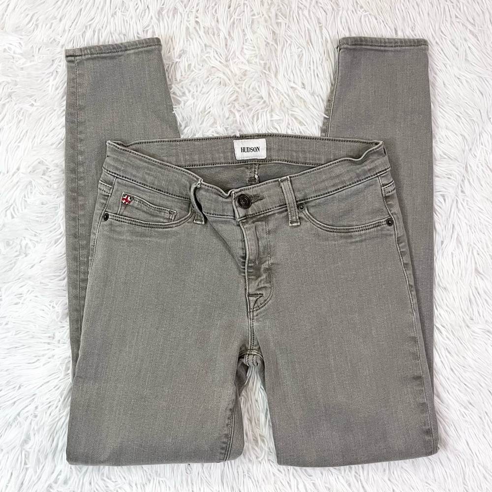HUDSON Women’s Mid-Rise Olive Green Krista Super Skinny Jeans 28